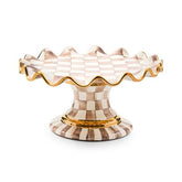Mocha Check Ceramic Fluted Cake Stand