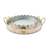 Rosy Stripe Serving Trays, Set of 2