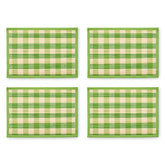 Green Woven Check Straw Placemats, Set of 4