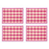 Pink Woven Check Straw Placemats, Set of 4