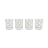 White Check Acrylic Tumblers, Set of 4