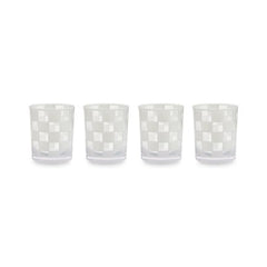 White Check Acrylic Tumblers, Set of 4
