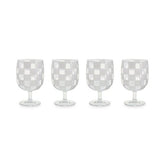 White Check Acrylic Water Goblets, Set of 4