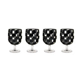 Black Check Acrylic Water Goblets, Set of 4
