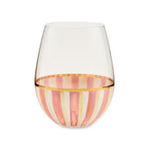 Rosy Stripe Stemless Wine Glass