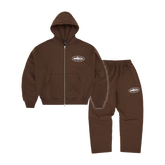 Corteiz Island Puff Print Tracksuit - Brown front view