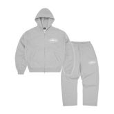 Corteiz Island Puff Print Tracksuit - Heather Grey front view