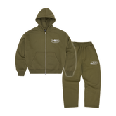 Corteiz Island Puff Print Tracksuit - Olive front view