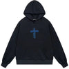 Chrome Hearts Blue Flame Cross Black Hoodie back/alternate view
