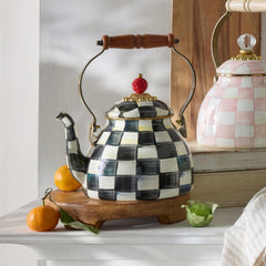 MacKenzie-Childs Courtly Check Enamel Tea Kettle | Luxury Stovetop Kettle