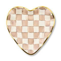 Mocha Check Ceramic Heart Plate