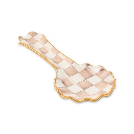 Mocha Check Ceramic Spoon Rest