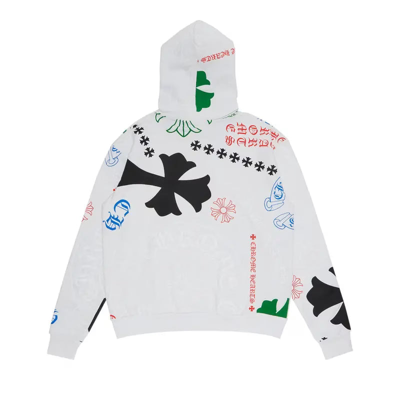 Chrome Hearts Stencil Hoodie in White/Multicolor back/alternate view