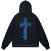 Chrome Hearts Blue Flame Cross Black Hoodie product image