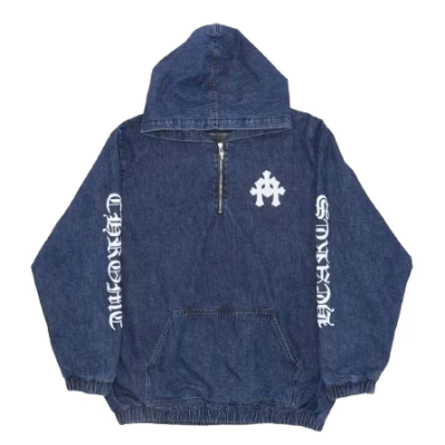 Chrome Hearts Ruckus Hooded Denim Cross Patch Jacket product image