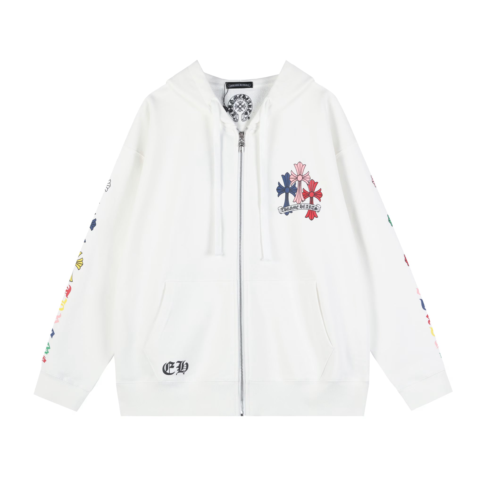 Chrome Hearts Multi Color Cross Cemetery Hoodie White back/alternate view