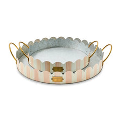 Rosy Stripe Serving Trays, Set of 2
