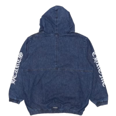 Chrome Hearts Ruckus Hooded Denim Cross Patch Jacket back/alternate view