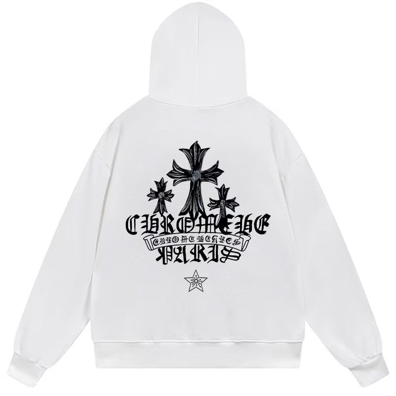 Chrome Hearts Triple Cross Graphic White Hoodie product image