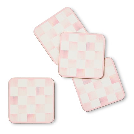 Rosy Check Cork Back Coasters, Set of 4