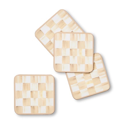 Mocha Check Cork Back Coasters, Set of 4