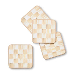 Mocha Check Cork Back Coasters, Set of 4