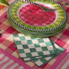Emerald Check Cocktail Paper Napkins