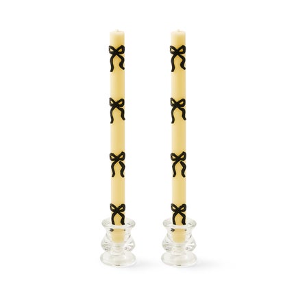 Black Bow Dinner Candles, Set of 2