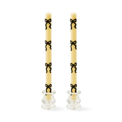 Black Bow Dinner Candles, Set of 2