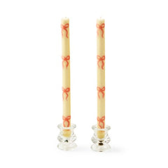 Pink Bow Dinner Candles, Set of 2