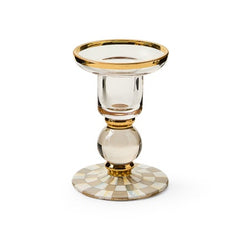 Sterling Check Small Glass Candlestick