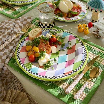 Mocha Check Bistro Flatware 5 Piece Place Setting