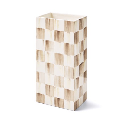 Mocha Check Pillar Vase