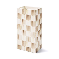 Mocha Check Pillar Vase