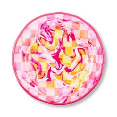 Pink Marble Check Melamine Dinner Plates, Set of 4