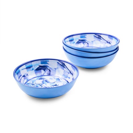 Blue Marble Check Melamine Small Bowls, Set of 4