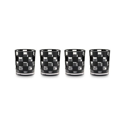 Black Check Acrylic Tumblers, Set of 4