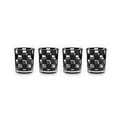 Black Check Acrylic Tumblers, Set of 4