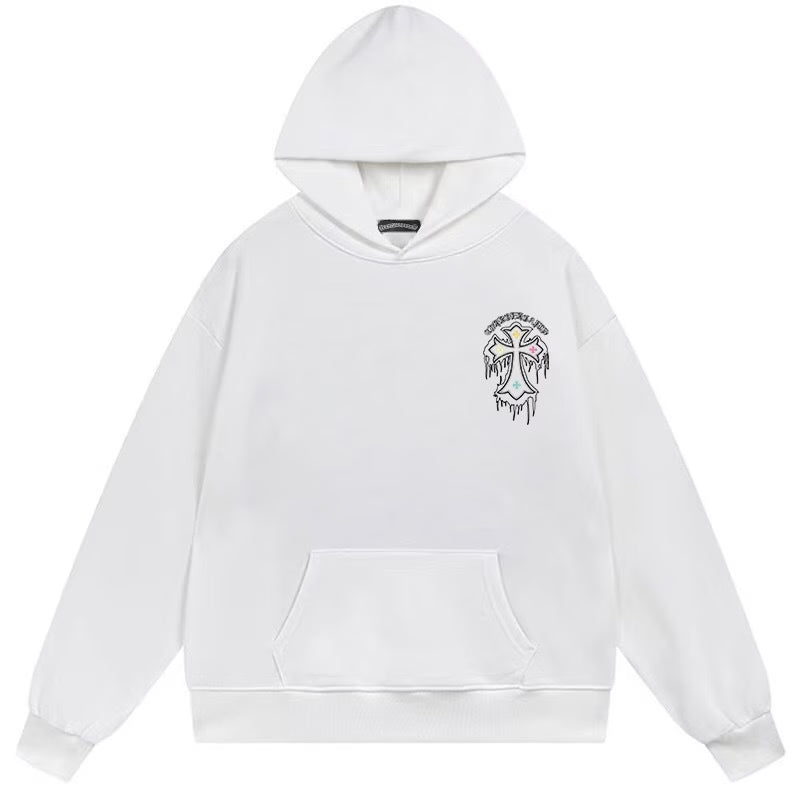 Chrome Hearts Dripping Cross White Hoodie back/alternate view