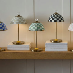 Emerald Check LED Rechargeable Dome Table Lamp