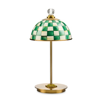 Emerald Check LED Rechargeable Dome Table Lamp