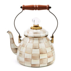 Mocha Check 2 Quart Tea Kettle