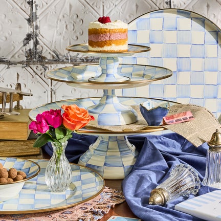 Sky Check Large Pedestal Platter