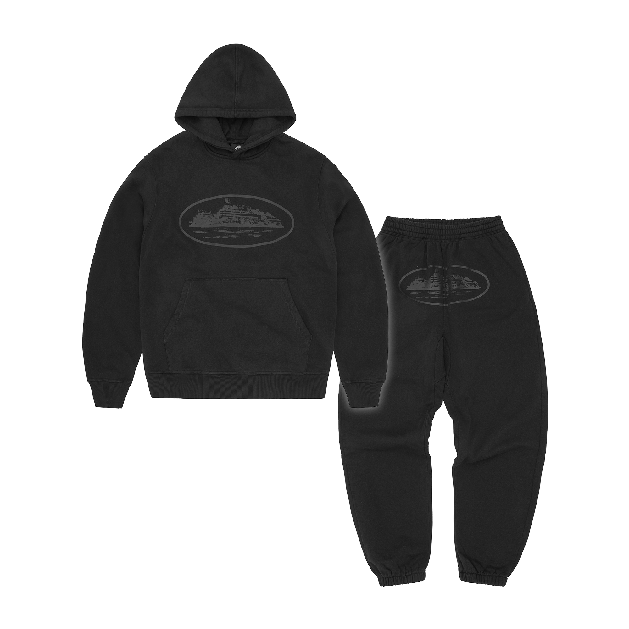 Corteiz Alcatraz Tracksuit - Triple Black front view