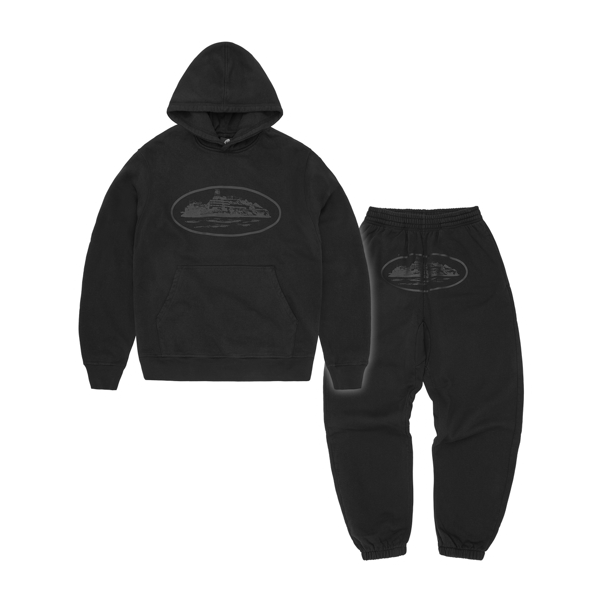 Corteiz Alcatraz Tracksuit - Triple Black front view