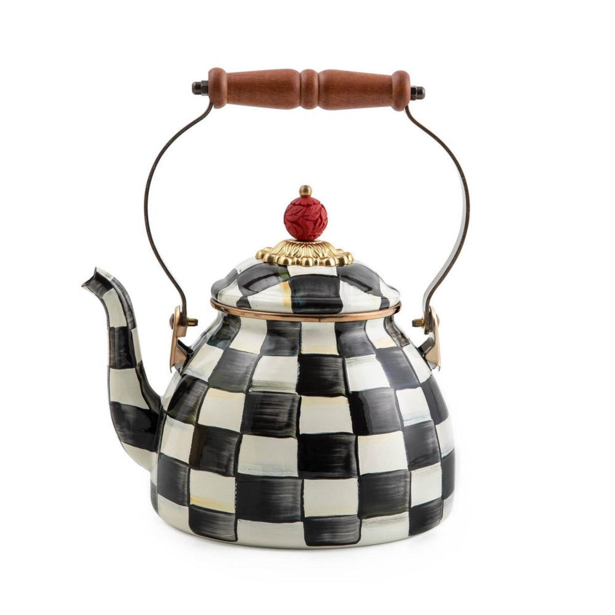 MacKenzie-Childs Courtly Check Enamel Tea Kettle | Luxury Stovetop Kettle