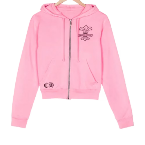 Chrome Hearts Girls Zip Up Pink Hoodie back/alternate view