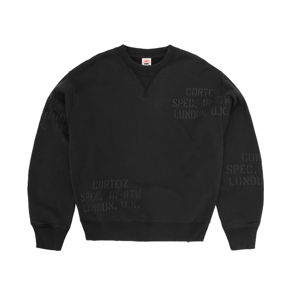HMP STENCIL CREWNECK [BLACK OVERDYE] Hoodie product image
