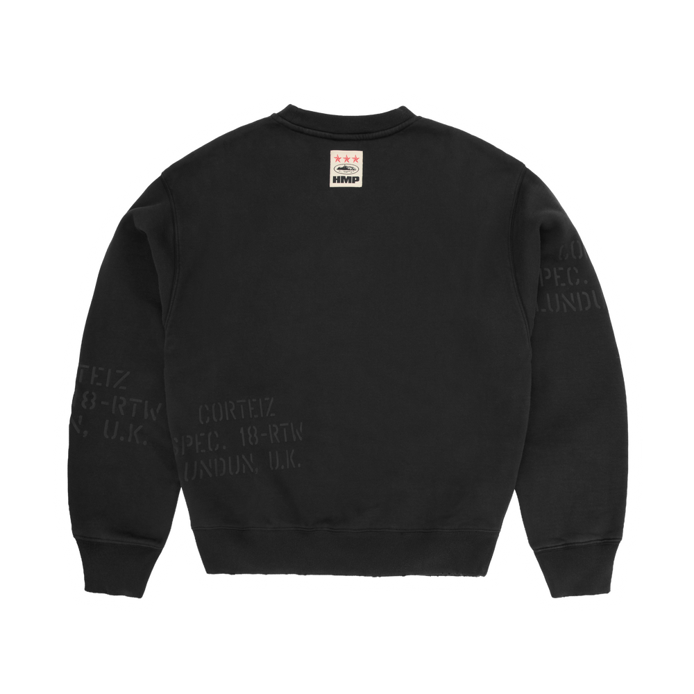 HMP STENCIL CREWNECK [BLACK OVERDYE] Hoodie alternate view