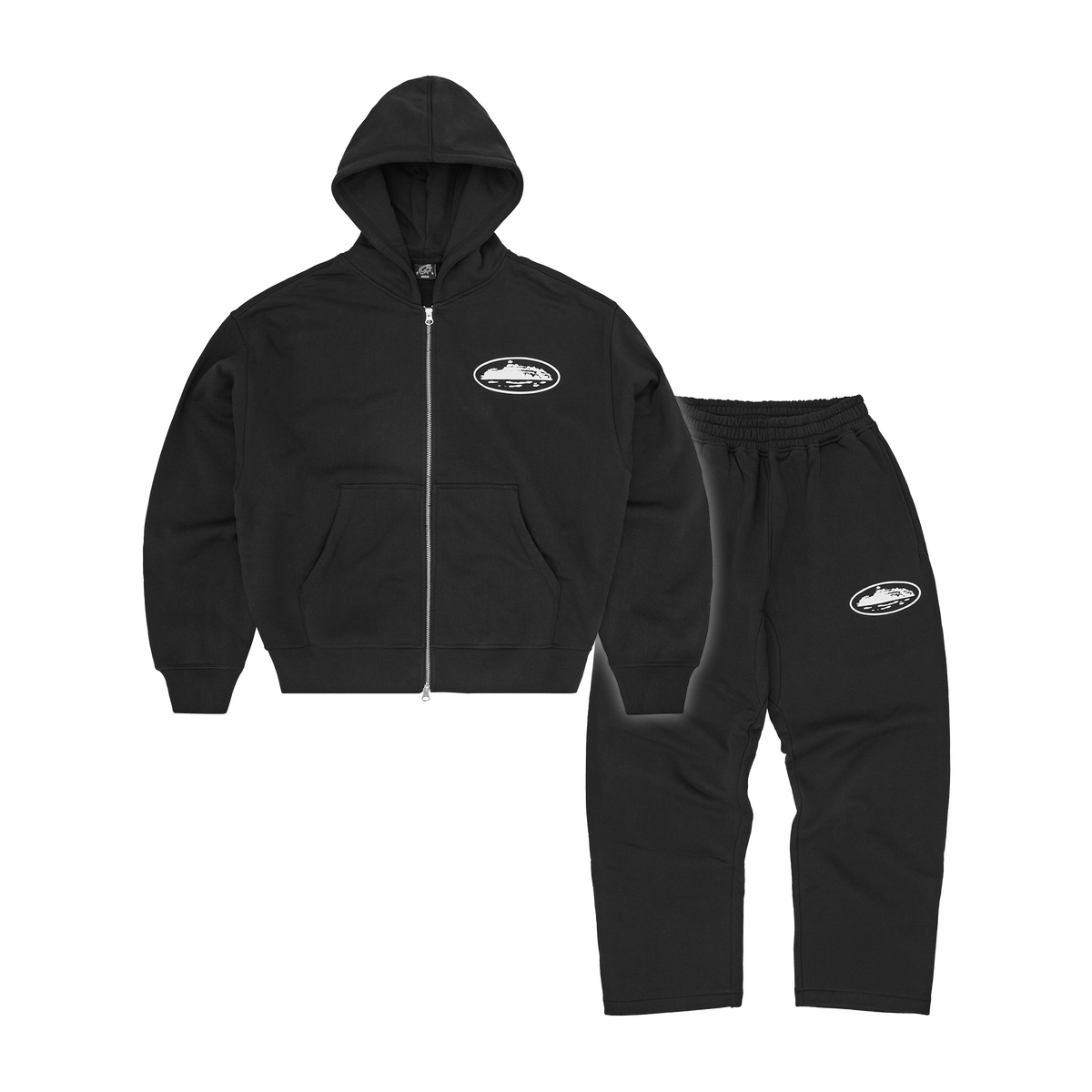 Corteiz Island Puff Print Tracksuit - Black front view
